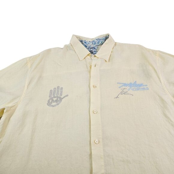 Miskeen Originals Men’s Jeweled & Embroidered Linen Short Sleeve Shirt - Size 2X - Picture 5 of 16